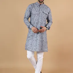 Wintage Floral Printed Straight Kurta With Pyjamas-image-26