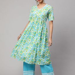 Viharini Women Floral Printed Regular Pure Cotton Kurta with Palazzos-image-89