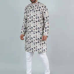 Wintage Geometric Printed Mandarin Collar Long Sleeves Straight Kurta with Pyjama-picture-16