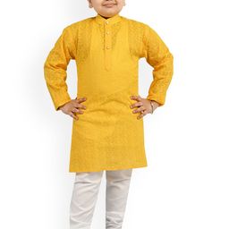 BAESD Boys Floral Embroidered Regular Thread Work Kurta With Pyjamas-8