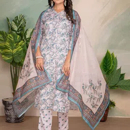 Siya Fashion Floral Printed Mandarin Collar Kurta With Trouser And Dupatta-picture-57