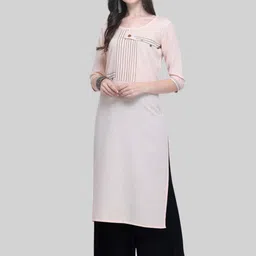 SAPTRANGI Women Peach-Coloured Embroidered Thread Work Kurti with Palazzos-image-10