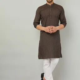 Armaan Ethnic Ethnic Motifs Printed Pure Cotton Kurta With Pyjamas-image-10