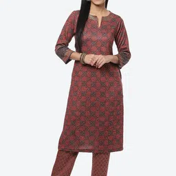 Biba Women Ethnic Motifs Printed Mukaish Kurta with Trousers-picture-8