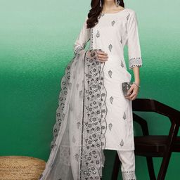 Sangria Floral Embroidered Sequined Straight Kurta With Trouser & Dupatta-image-62