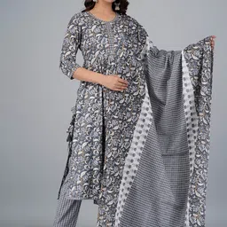 JAIPURI COLLECTION Printed Beads and Stones Pure Cotton Kurta with Pyjamas & Dupatta-6