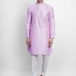 Wintage Men Pink Ethnic Motifs Printed Regular Kurta with Churidar-18