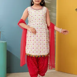 Sangria Girls Pack Of 2 Embroidered Straight Kurta Patiala With Dupatta-image-28