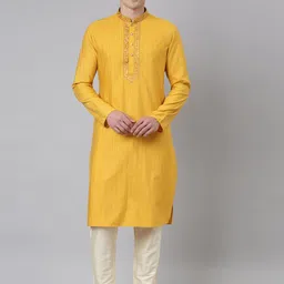 TheEthnic.Co Striped Thread Work Pure Cotton Kurta With Pyjamas-picture-37