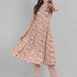 githaan Women Floral Printed Pure Cotton Kurta with Trousers-picture-13