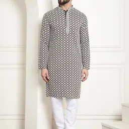 SOJANYA Ethnic Motifs Embroidered Regular Pure Cotton Kurta With Churidar-55