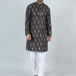 Wintage Ethnic Motifs Printed Mandarin Collar Long Sleeves Straight Kurta with Pyjama-image-98