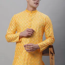 SOJANYA Geometric Embroidered Regular Kurta With Churidar-picture-7