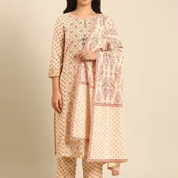 IMARA Floral Printed Regular Kurta With Trousers & Dupatta-16