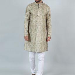 Wintage Ethnic Motifs Printed Mandarin Collar Long Sleeves Straight Kurta with Pyjama-image-54