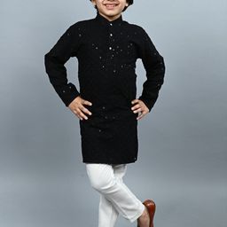 BAESD Boys Ethnic Motifs Embroidered Straight Thread Work Kurta With Pyjama-51