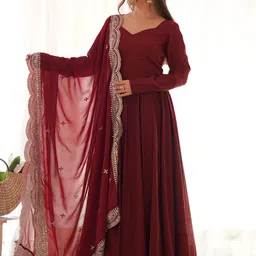 LABELKBBRAND Fit and Flare Maxi Length Ethnic Dresses-picture-10