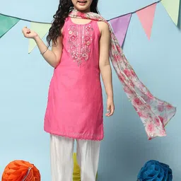 Biba Girls Embroidered Thread Work Kurta with Salwar & Dupatta-picture-47