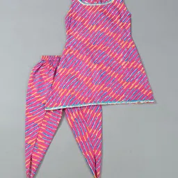 Rangpur Girls Leheriya Printed Gotta Patti Pure Cotton Kurta with Dhoti Pants-image-26