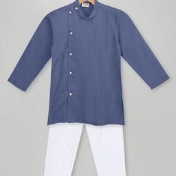 MIMISKU Boys Band Collar Pure Cotton Kurta With Pyjamas-48