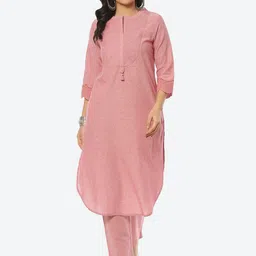 Biba Women Self Design Kurta with Trousers-picture-35