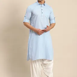 RAJUBHAI HARGOVINDAS Geometric Woven Design Roll-Up Sleeves Pure Cotton Kurta With Salwar-picture-10