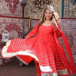 Swadeshi Shringaar Anarkali Gotta Patti Kurta with Trousers & Dupatta-picture-38