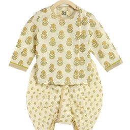 Tiber Taber Boys Floral Printed Pure Cotton Kurta with Dhoti Pants-picture-6
