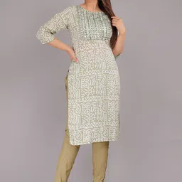 KALINI Ethnic Motifs Printed Mirror Work Pure Cotton Kurta with Trousers-14
