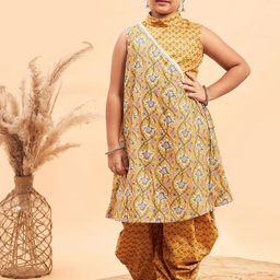 Stylo Bug Girls Floral Printed Regular Pure Cotton Kurta With Salwar-image-11