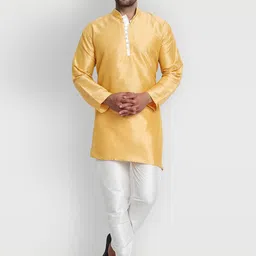 Enciger Men Gold-Toned Dupion Silk Kurta with Churidar-35