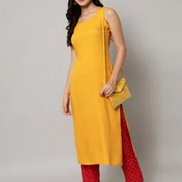 KALINI Women Yellow Kurta with Trousers-picture-29
