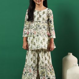Readiprint Fashions Infant Girls Floral Printed Gotta Patti Pure Cotton Kurti with Sharara-picture-23