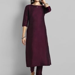 Mera Rang Keyhole Neck Straight Kurta With Trousers-28