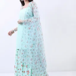 KETCH Shoulder Straps Floral Embroiderd Thread Work Kurta with Sharara & With Dupatta-22