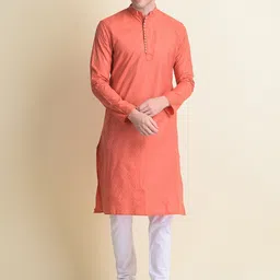 NAMASKAR Men Printed Mandarin Collar Pure Cotton Kurta with Churidar-picture-31