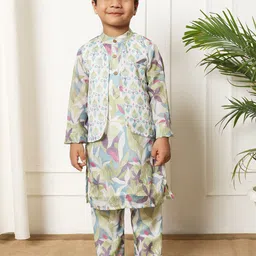 Readiprint Fashions Boys Floral Printed Regular Pure Cotton Kurta with Pyjamas-picture-47