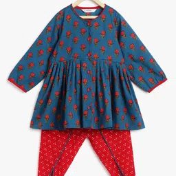 Campana Girls Ethnic Motifs Printed Empire Pure Cotton Kurta with Dhoti Pants-picture-32
