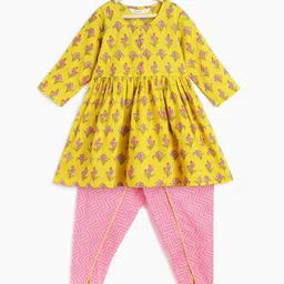 Campana Girls Ethnic Motifs Printed Empire Pure Cotton Kurta with Dhoti Pants-picture-42