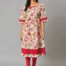 AURELIA Floral Printed Thread Work Sequined Pleated A-Line Kurta-image-11