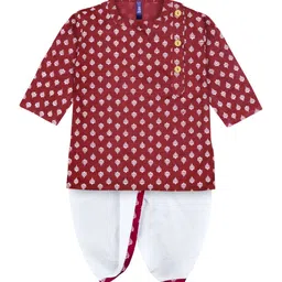 BAESD Boys Ethnic Motifs Printed Pure Cotton Kurta with Dhoti Pants-40