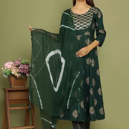 HEBA Ethnic Motifs Printed Anarkali Kurta with Trousers & Dupatta-picture-19