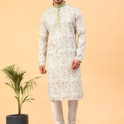 TABARD Floral Printed Mandarin Collar Pure Cotton Kurta With Churidar-picture-54