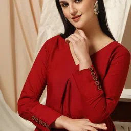 SHADES Regular V-Neck Pure Cotton Top with Trousers-image-4