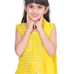 BAESD Girls Embroidered Regular Mirror Work Kurta with Palazzos & Dupatta image 5