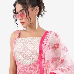 KETCH Floral Printed Sequinned Regular Kurti & Sharara & Dupatta-image-37