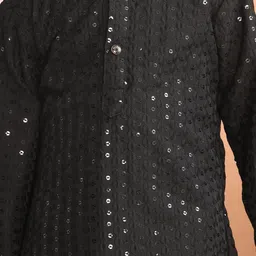 Superminis Boys Ethnic Motifs Embroidered Regular Sequinned Kurta with Pyjamas image 2