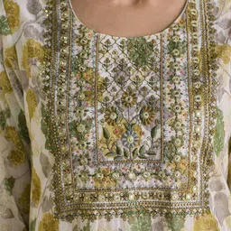 Anouk Ethnic Motifs Printed Thread Work Pure Cotton Kurta with Palazzos & Dupatta image 5