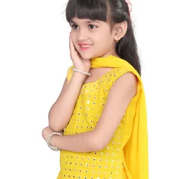 BAESD Girls Embroidered Regular Mirror Work Kurta With Palazzos & Dupatta image 3