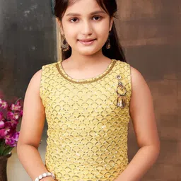 Aarika Girls Geometric Embroidered Regular Sequinned Kurta with Salwar & With Dupatta image 5